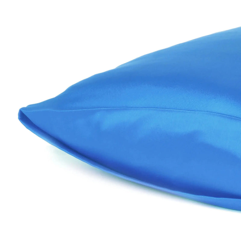 Bright Blue Dreamy Set Of 2 Silky Satin Standard Pillowcases Homeroots Bed & Bath