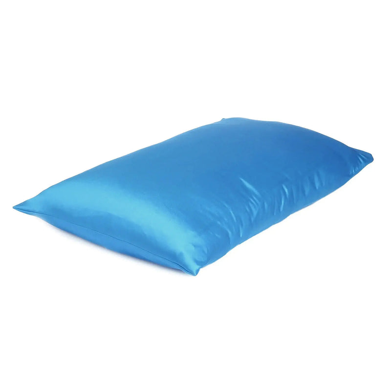 Bright Blue Dreamy Set Of 2 Silky Satin Standard Pillowcases Homeroots Bed & Bath