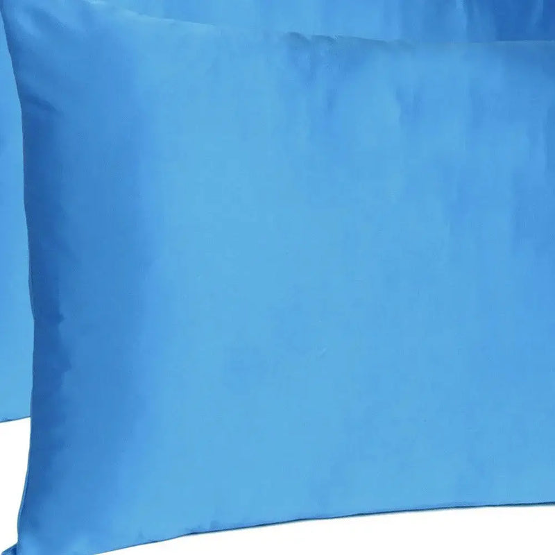 Bright Blue Dreamy Set Of 2 Silky Satin Standard Pillowcases Homeroots Bed & Bath