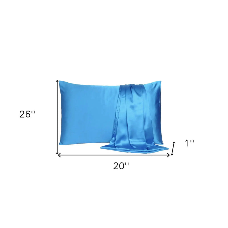 Bright Blue Dreamy Set Of 2 Silky Satin Standard Pillowcases Homeroots Bed & Bath