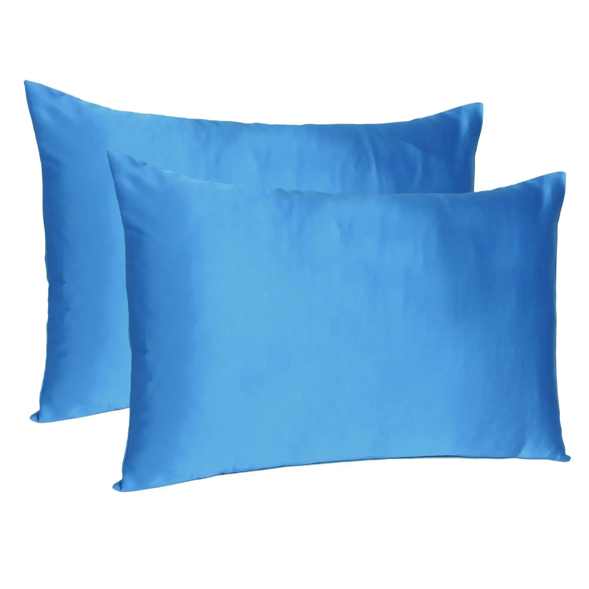 Bright Blue Dreamy Set Of 2 Silky Satin Standard Pillowcases Homeroots Bed & Bath