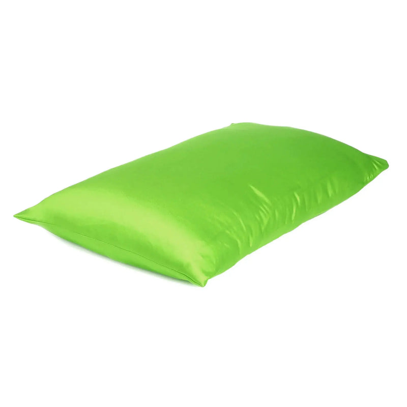 Bright Green Dreamy Set Of 2 Silky Satin Standard Pillowcases Homeroots Bed & Bath