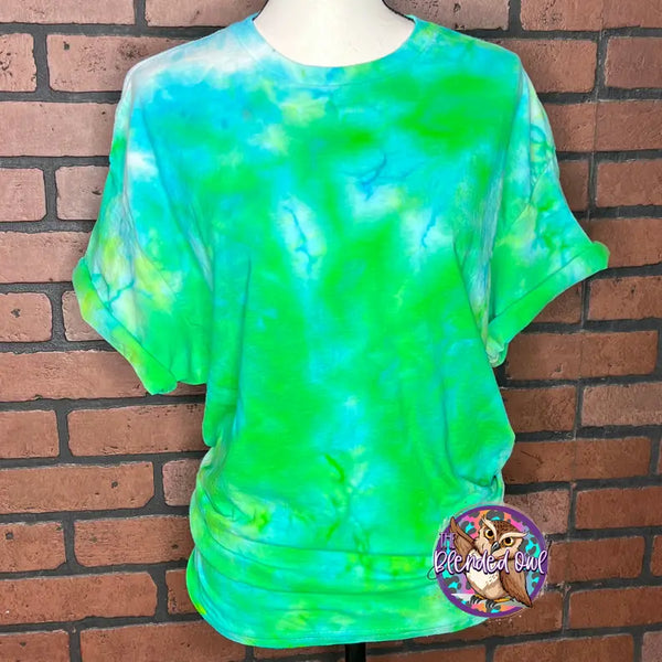 Bright Green Ice Dye Tie Dye Blank Tee The Blended Owl