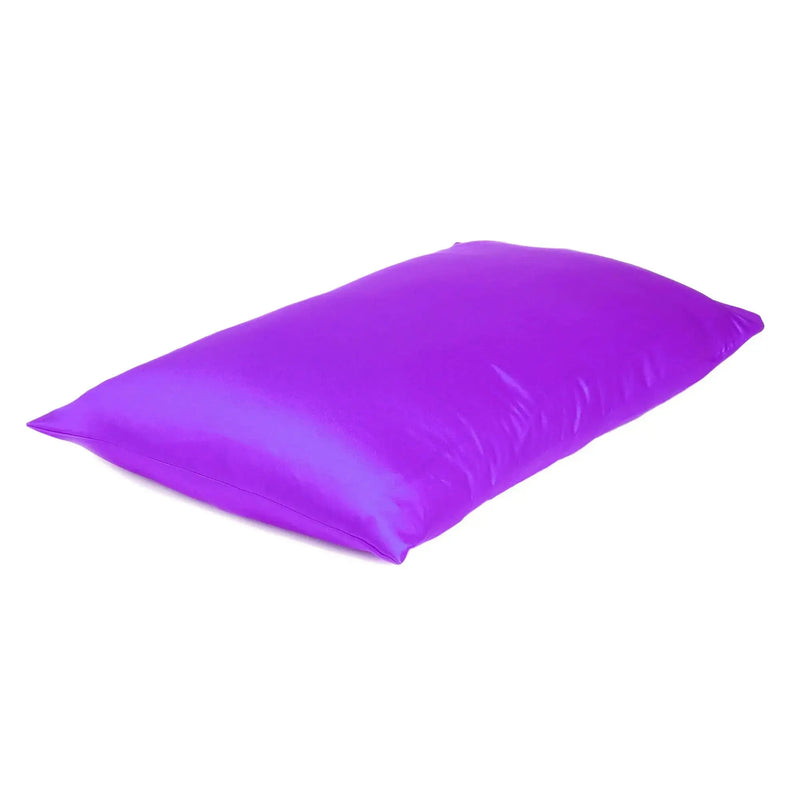 Bright Purple Dreamy Set Of 2 Silky Satin Standard Pillowcases Homeroots Bed & Bath