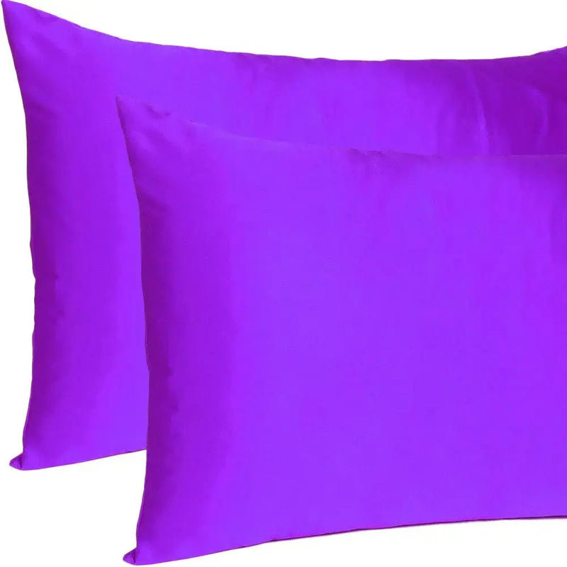 Bright Purple Dreamy Set Of 2 Silky Satin Standard Pillowcases Homeroots Bed & Bath