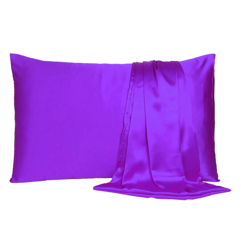 Bright Purple Dreamy Set Of 2 Silky Satin Standard Pillowcases Homeroots Bed & Bath