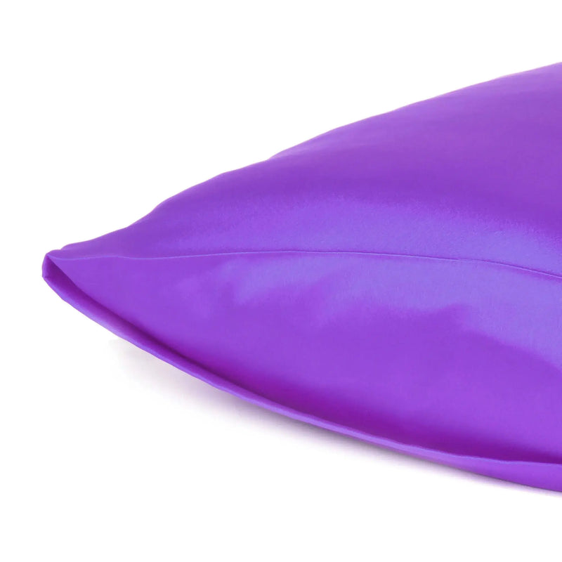 Bright Purple Dreamy Set Of 2 Silky Satin Standard Pillowcases Homeroots Bed & Bath