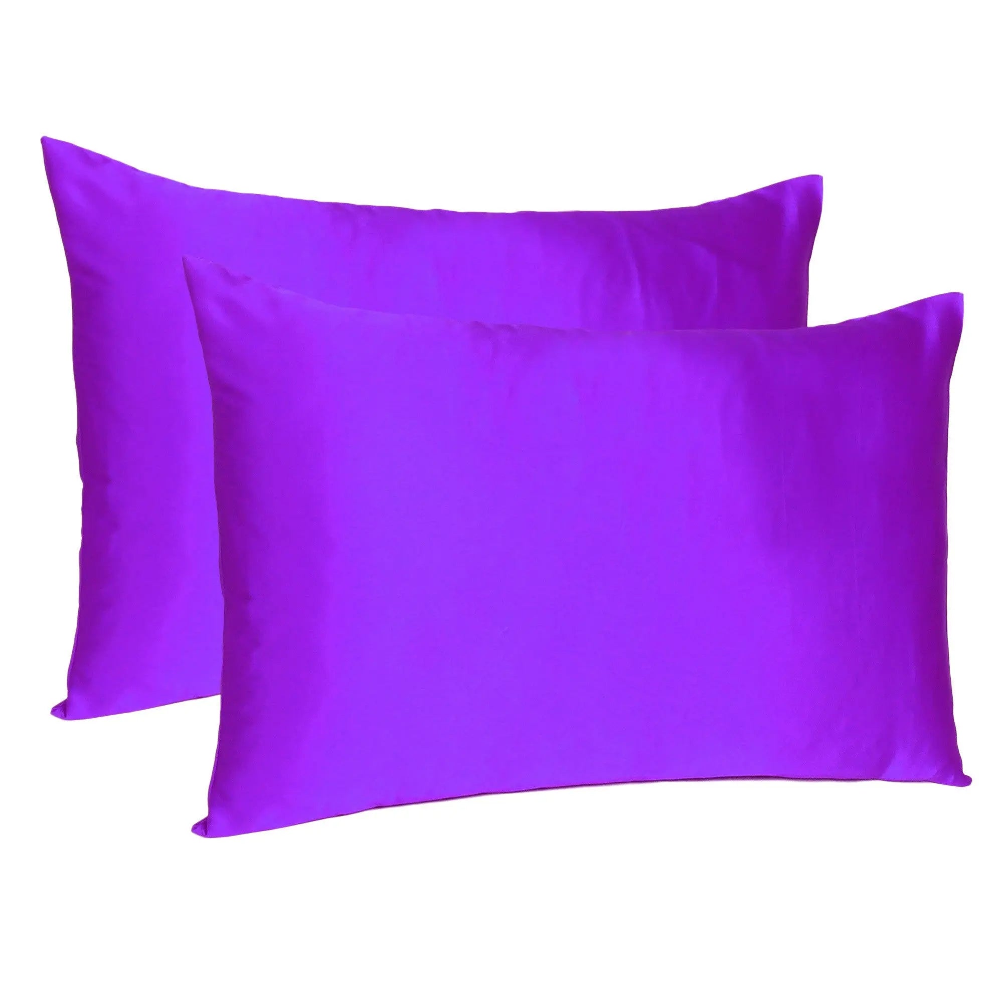 Bright Purple Dreamy Set Of 2 Silky Satin Standard Pillowcases Homeroots Bed & Bath