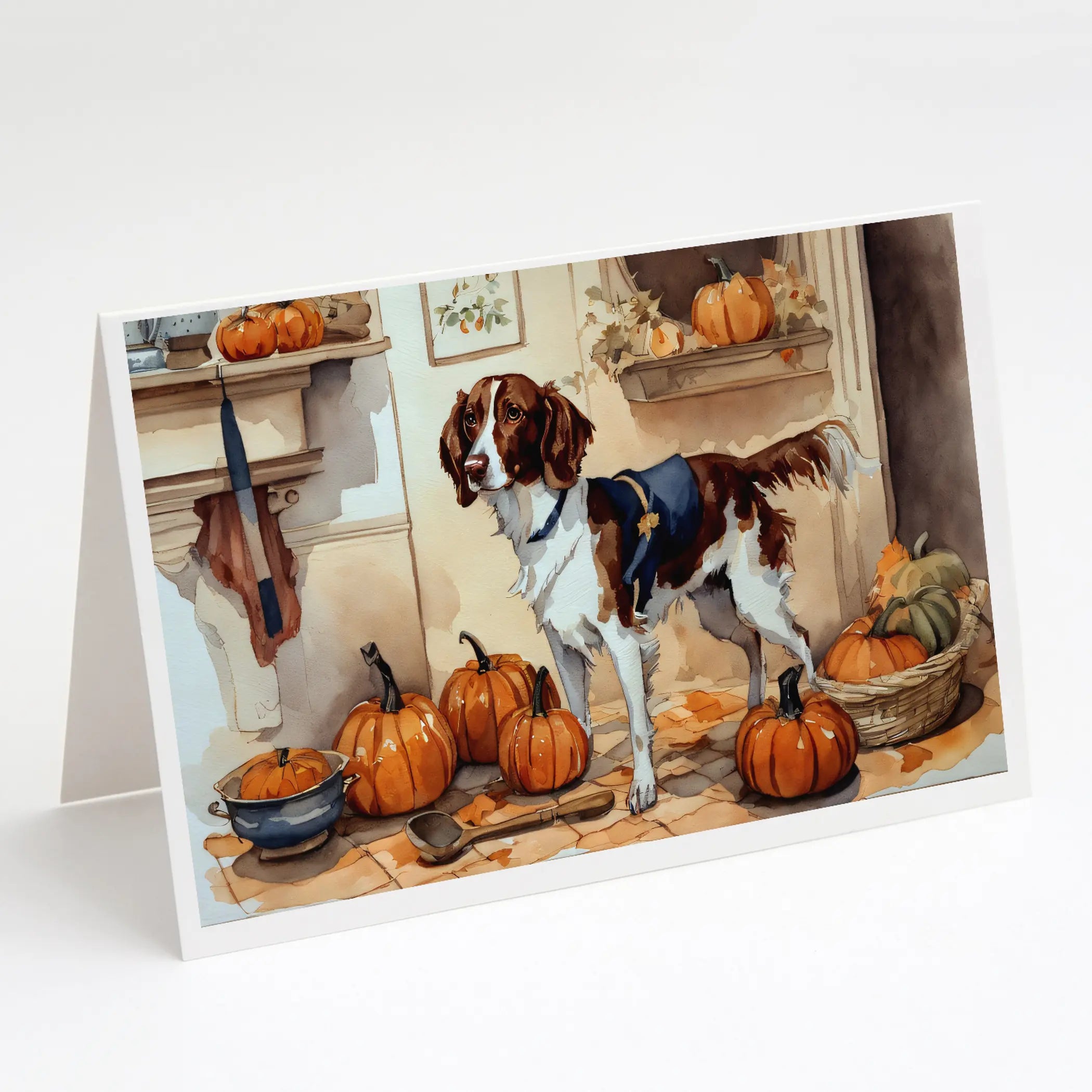 Brittany Fall Kitchen Pumpkins Greeting Cards Pack of 8 Caroline's Treasures