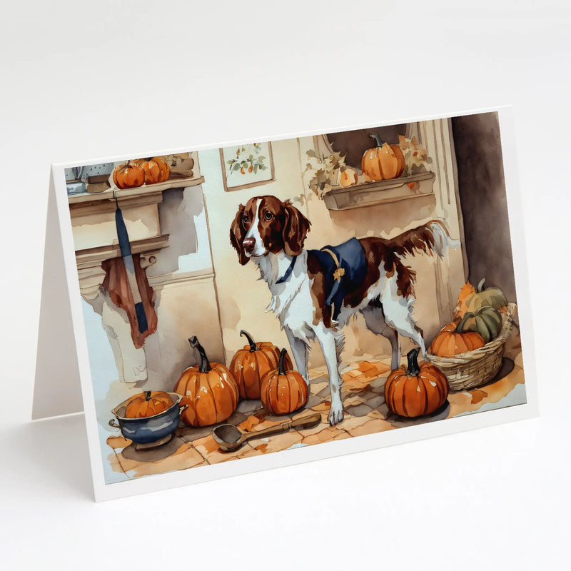 Brittany Fall Kitchen Pumpkins Greeting Cards Pack of 8 Caroline's Treasures
