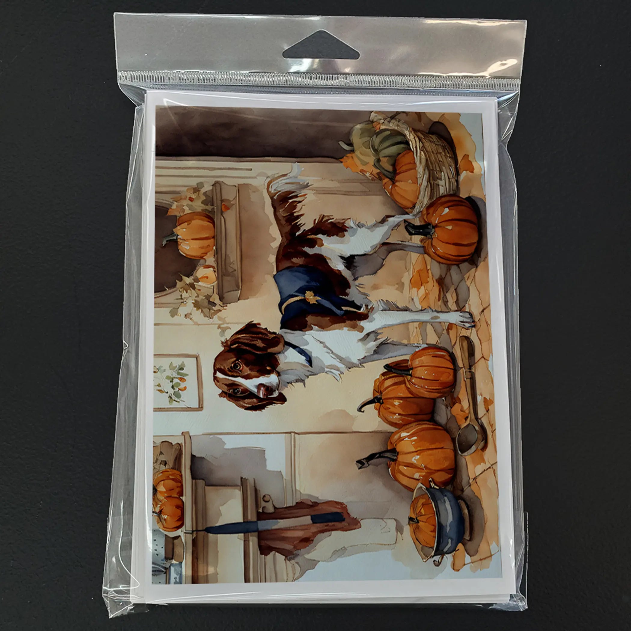 Brittany Fall Kitchen Pumpkins Greeting Cards Pack of 8 Caroline's Treasures