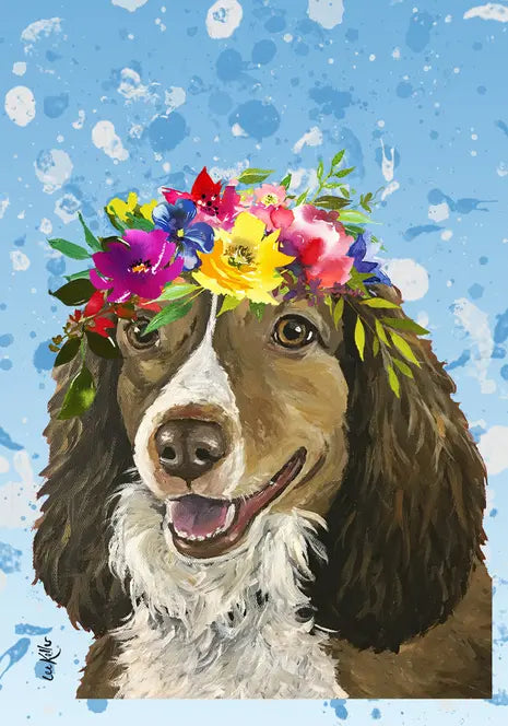 Brittany Spaniel - Hippie Hound Studios Summer Crown  House and Garden Flags Best of Breed