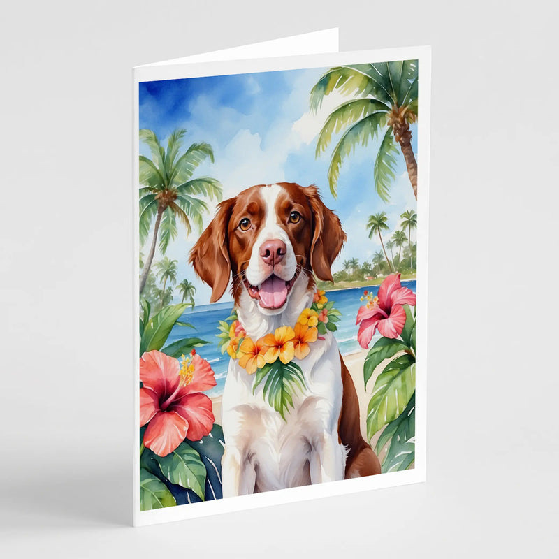 Brittany Spaniel Luau Greeting Cards Pack of 8 Caroline's Treasures