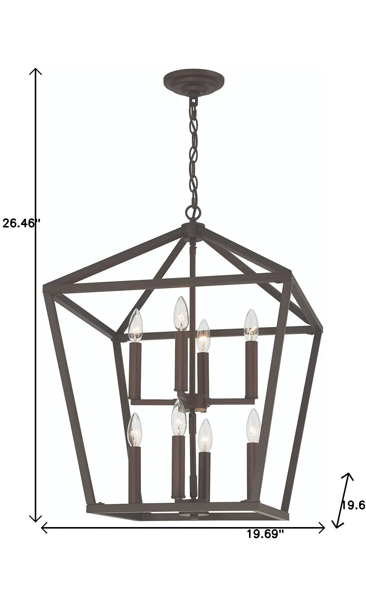 Bronze Candle Style Eight Light Metal Dimmable Chandelier Homeroots Lighting