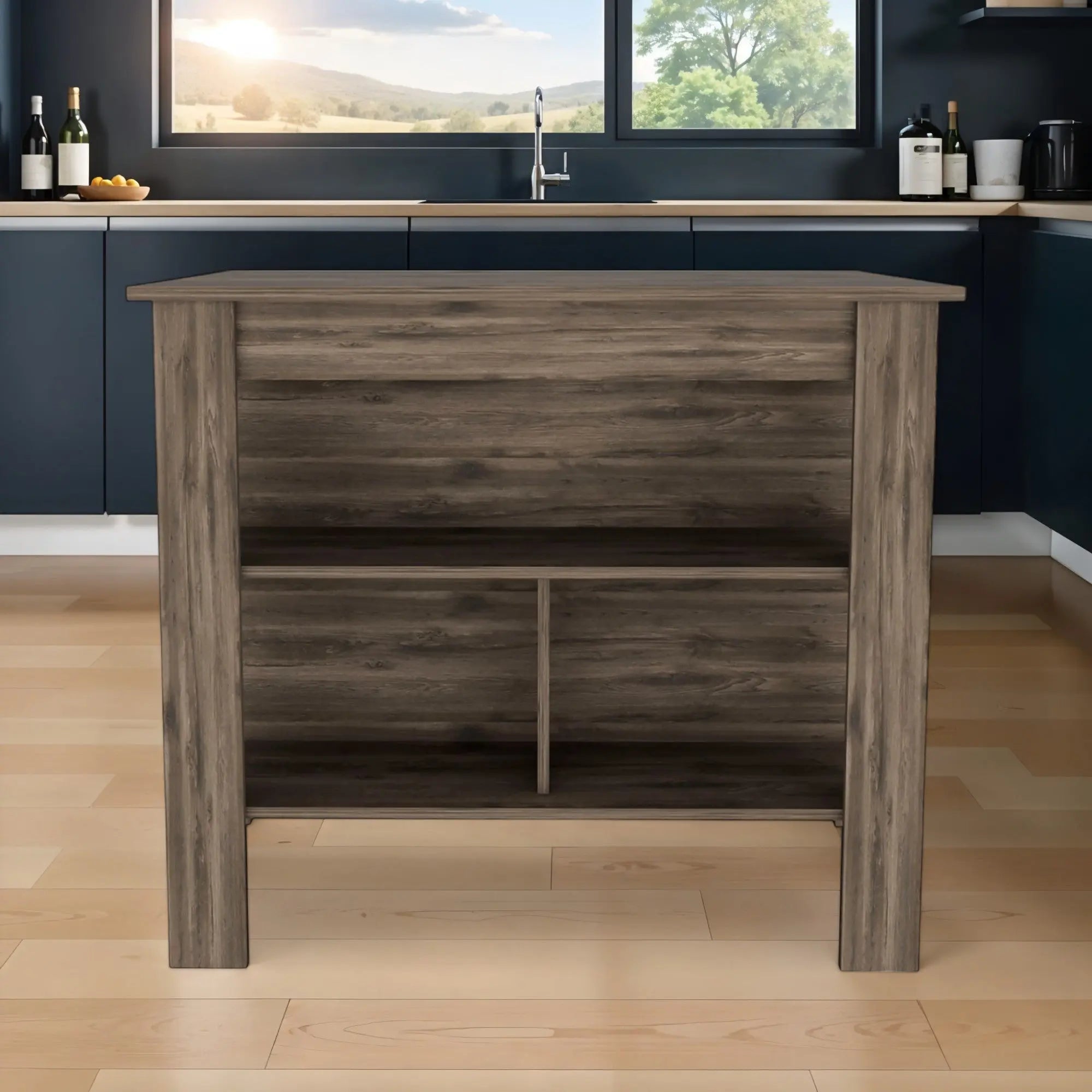 Brown 41" Kitchen Island With Storage Homeroots Kitchen & Dining