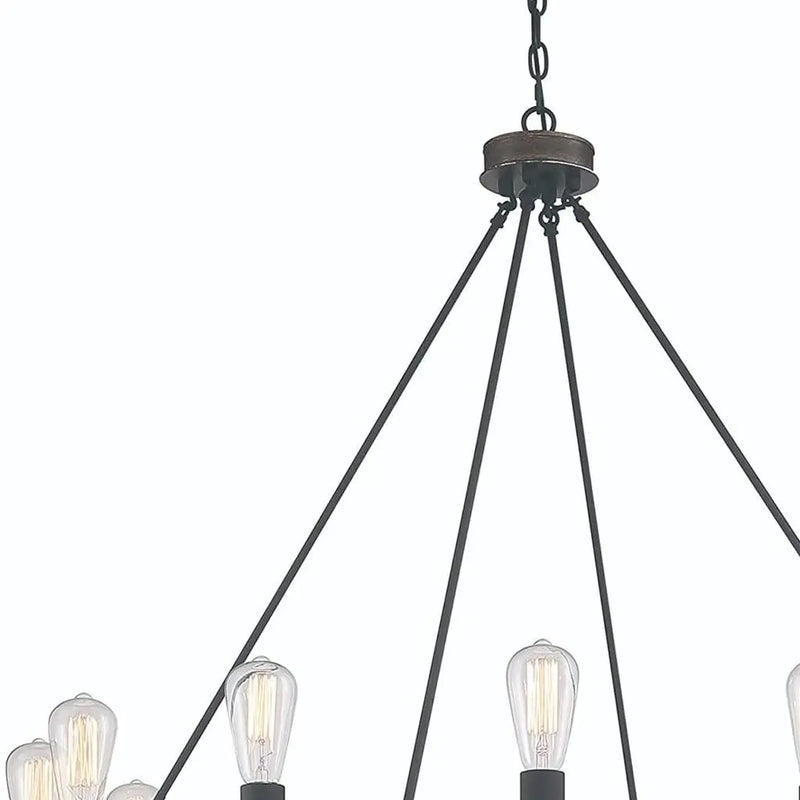Brown And Black Candle Style Twelve Light Metal Dimmable Chandelier Homeroots Lighting