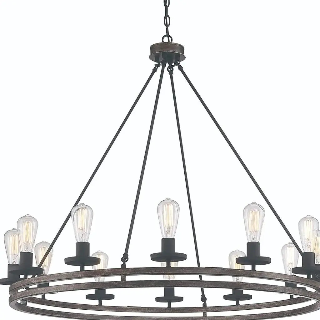 Brown And Black Candle Style Twelve Light Metal Dimmable Chandelier Homeroots Lighting
