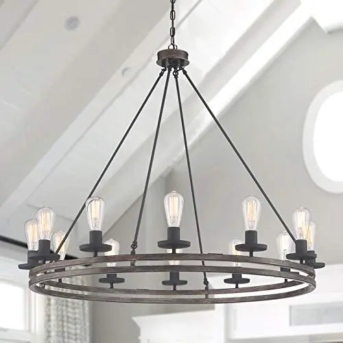 Brown And Black Candle Style Twelve Light Metal Dimmable Chandelier Homeroots Lighting