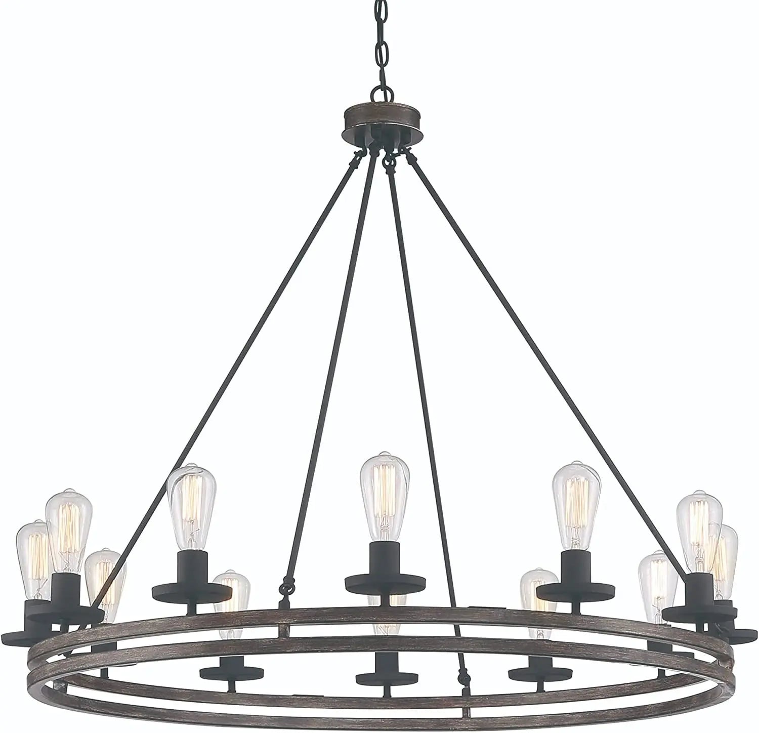 Brown And Black Candle Style Twelve Light Metal Dimmable Chandelier Homeroots Lighting