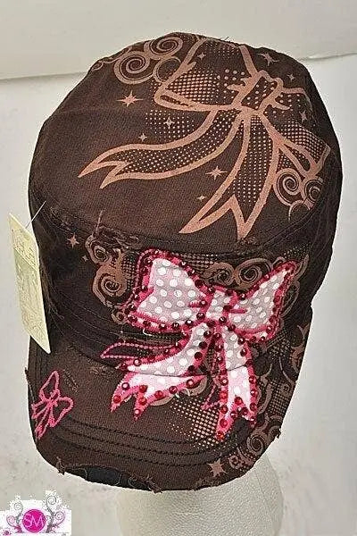 Brown Fashion Hat With Pink Bow SurelyMine