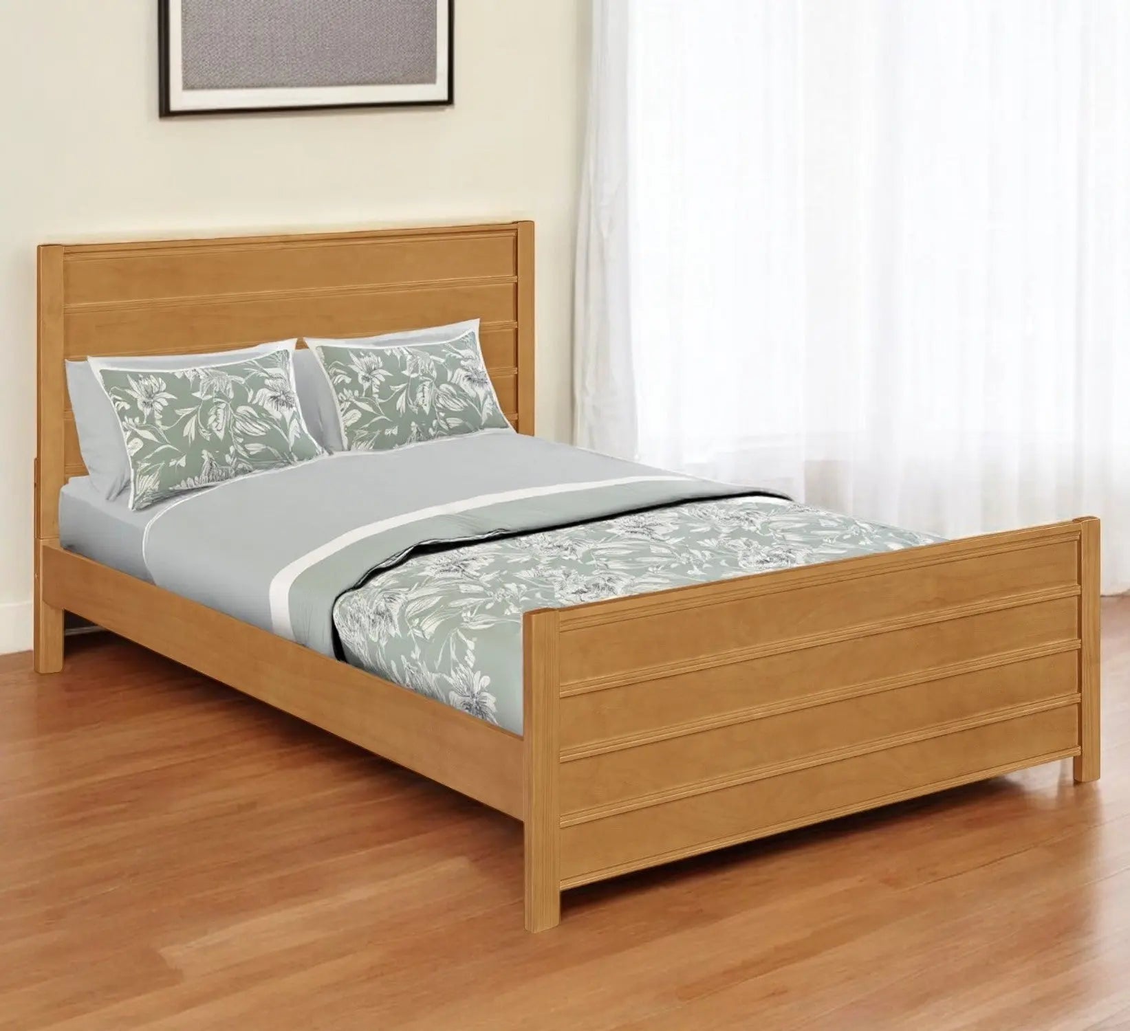 Brown Ribbed Texture Solid Wood King Bed Frame Homeroots Bed & Bath