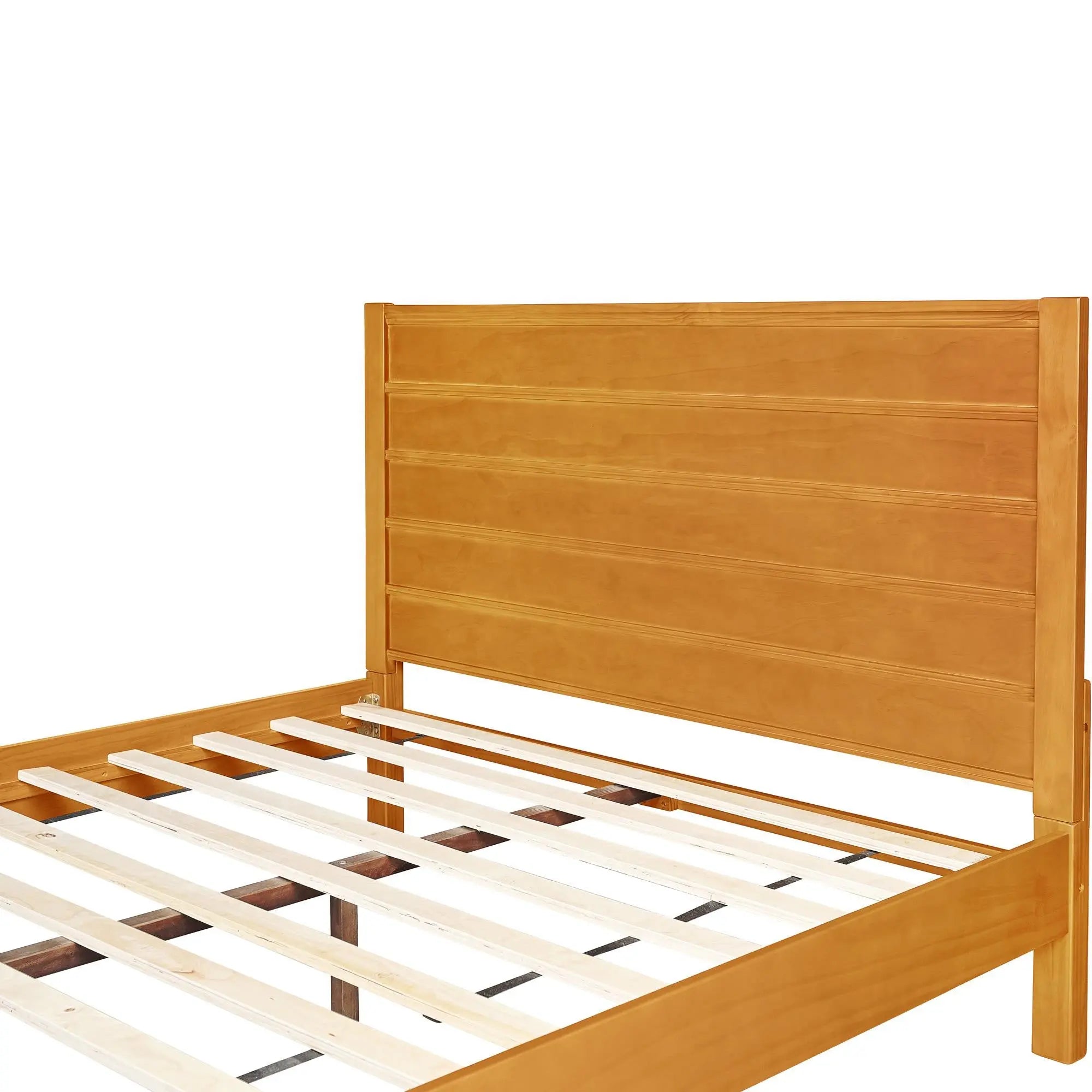 Brown Ribbed Texture Solid Wood King Bed Frame Homeroots Bed & Bath