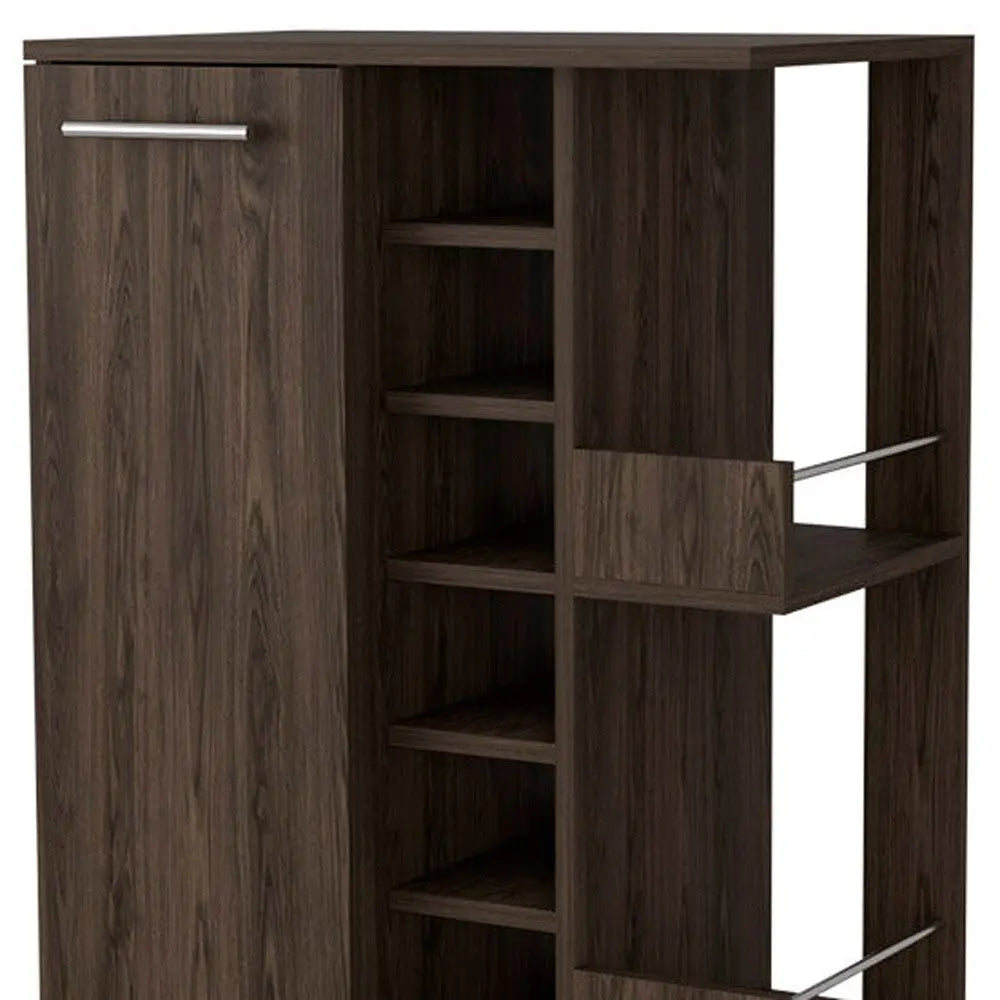 Brown Rolling Bar Cart With Wine Storage Homeroots Kitchen & Dining