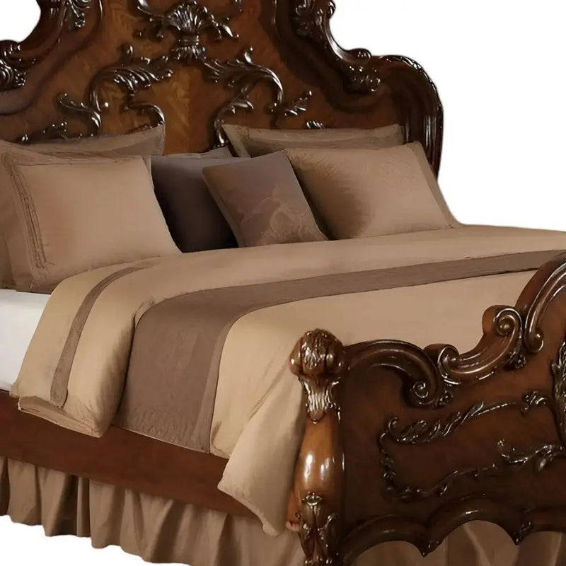 Brown Scrolling Wood California King Bed Frame Homeroots Bed & Bath