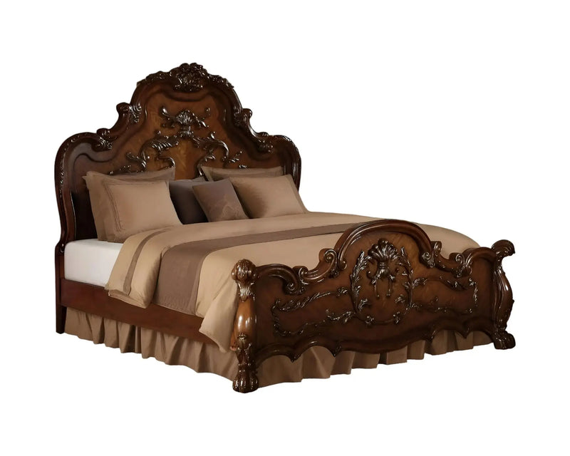 Brown Scrolling Wood California King Bed Frame Homeroots Bed & Bath