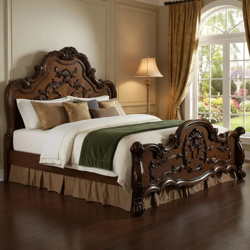 Brown Scrolling Wood California King Bed Frame Homeroots Bed & Bath