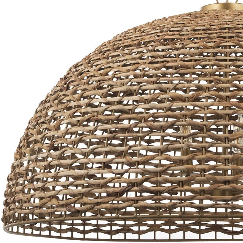Brown Single Rattan Dimmable Ceiling Light With Brown Shades Homeroots Lighting