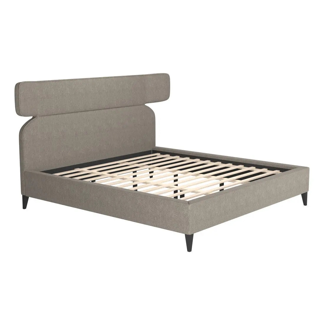 Brown Solid Wood And Upholstery King Bed Frame Homeroots Bed & Bath