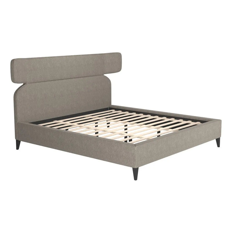 Brown Solid Wood And Upholstery King Bed Frame Homeroots Bed & Bath