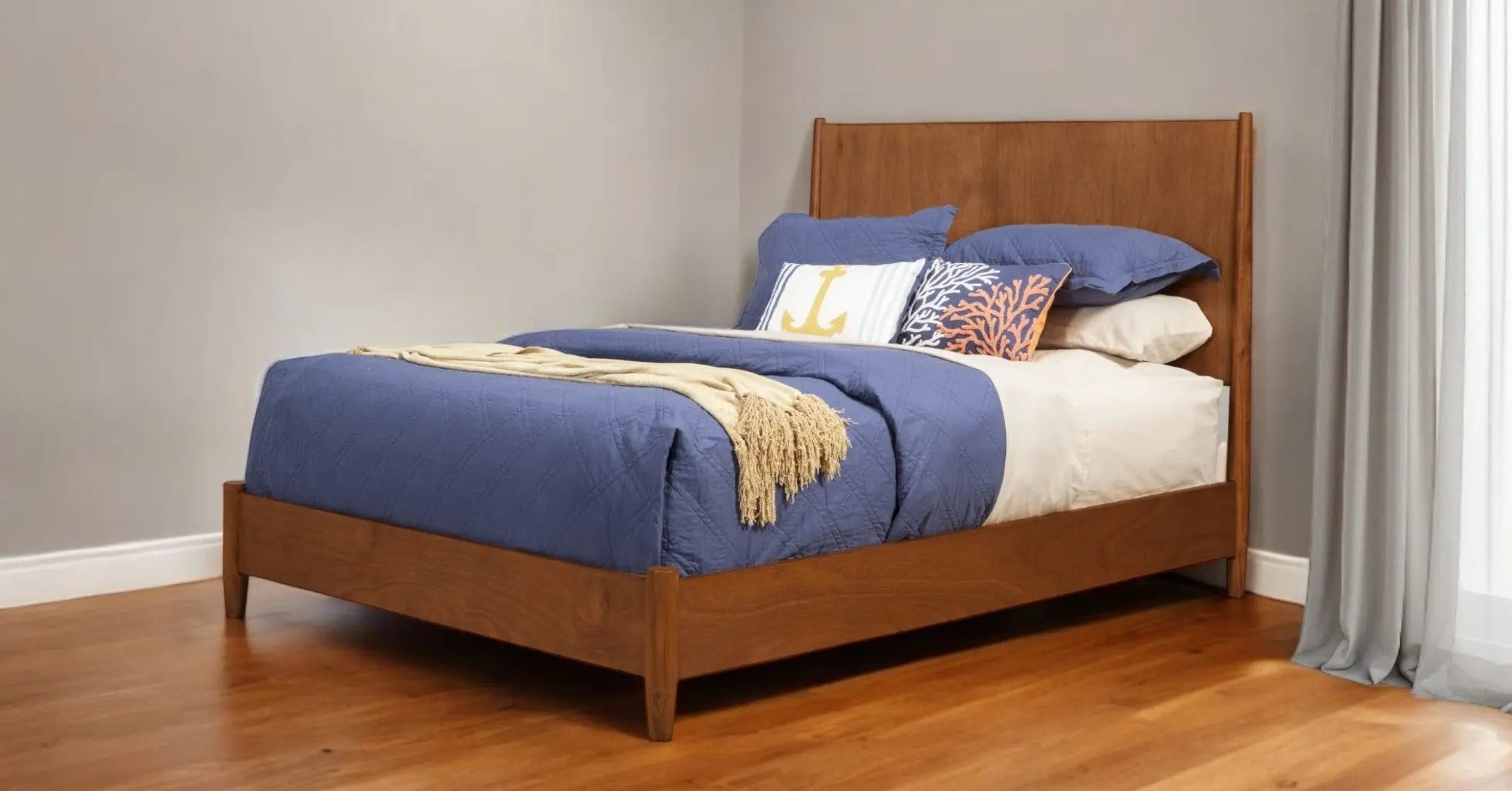 Brown Solid Wood King Bed Frame Homeroots Bed & Bath