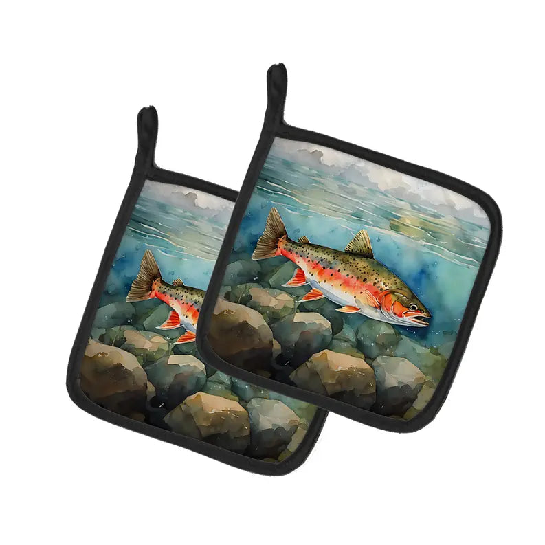 Brown Trout Pair of Pot Holders Caroline's Treasures