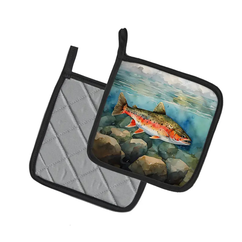 Brown Trout Pair of Pot Holders Caroline's Treasures