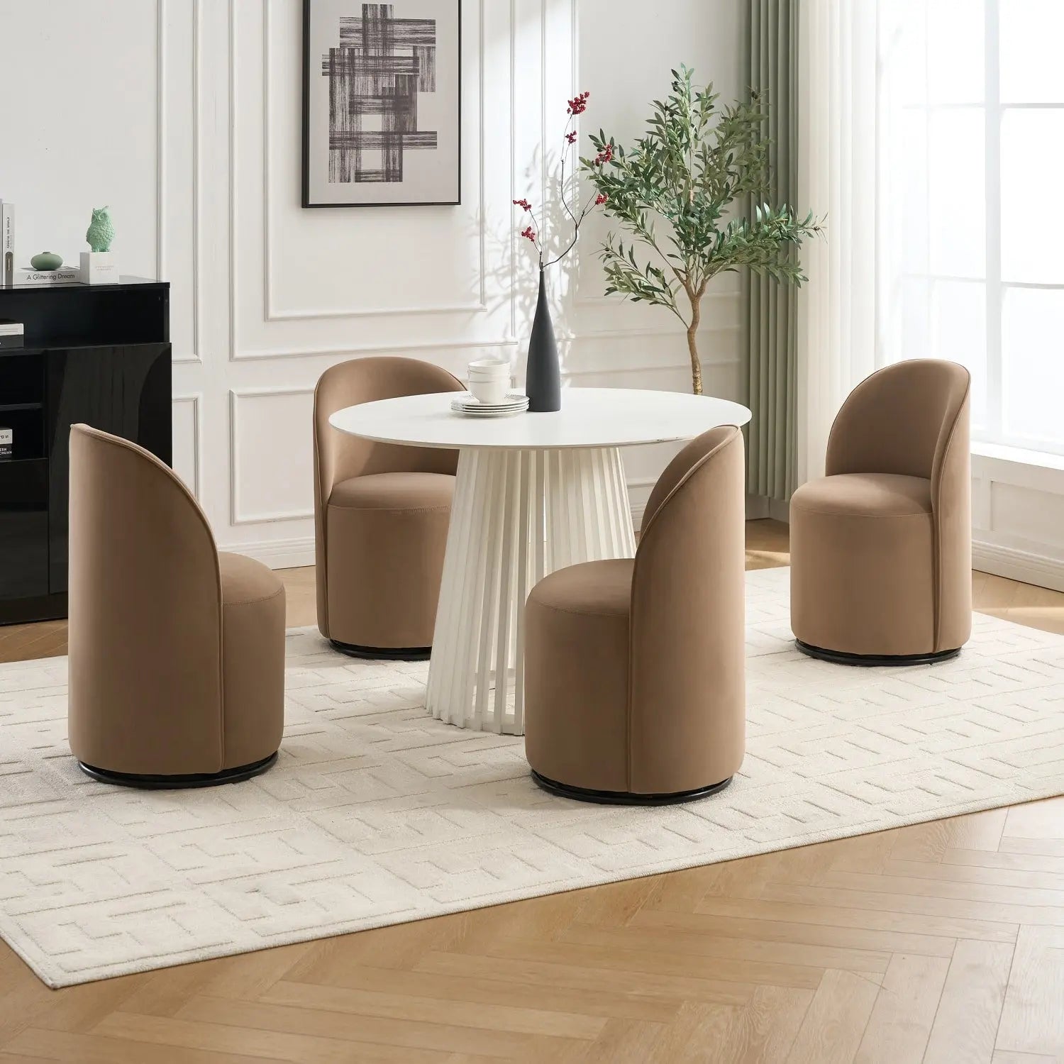 Brown Upholstered And Wood Curved Back Dining Side Chair Homeroots