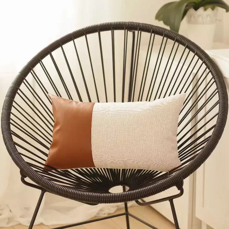 Brown Vegan Faux Leather Throw Pillow Covers MIKE & Co. NEW YORK