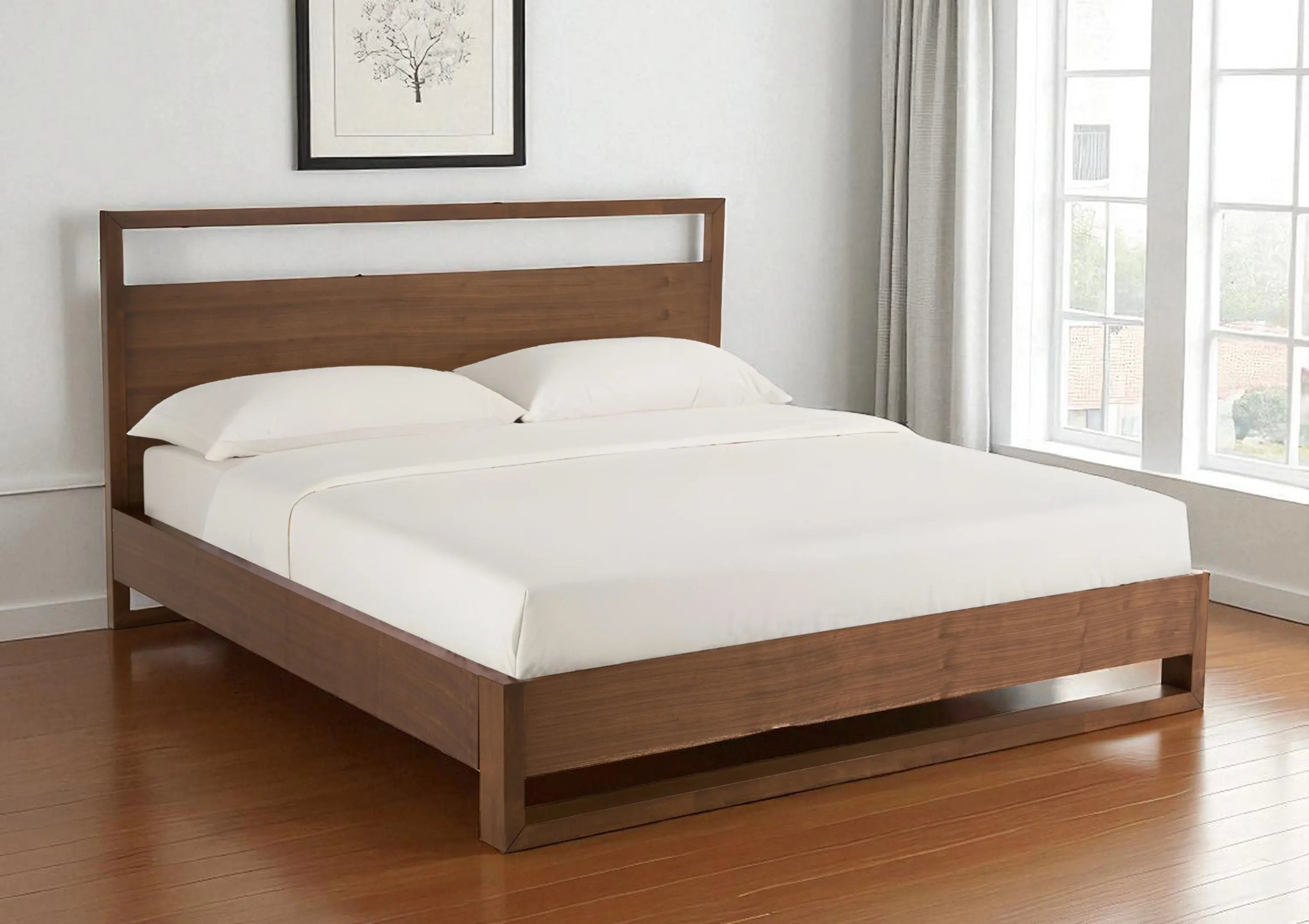 Brown Wood And California King Bed Frame Homeroots Bed & Bath