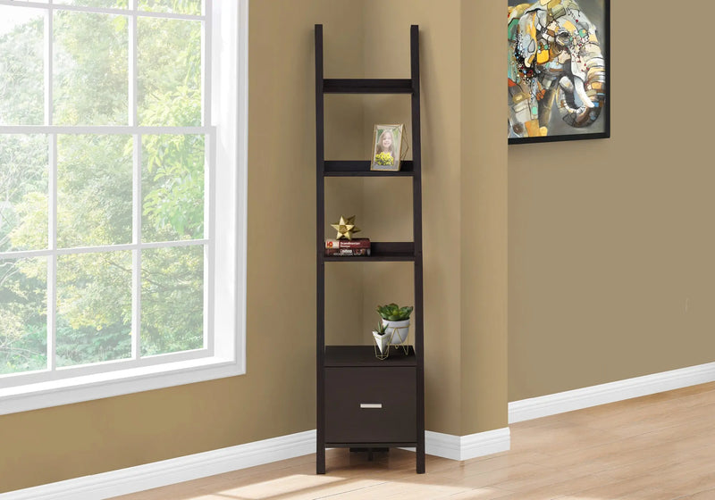 Brown Wood Four Tier Ladder Bookcase Homeroots Office
