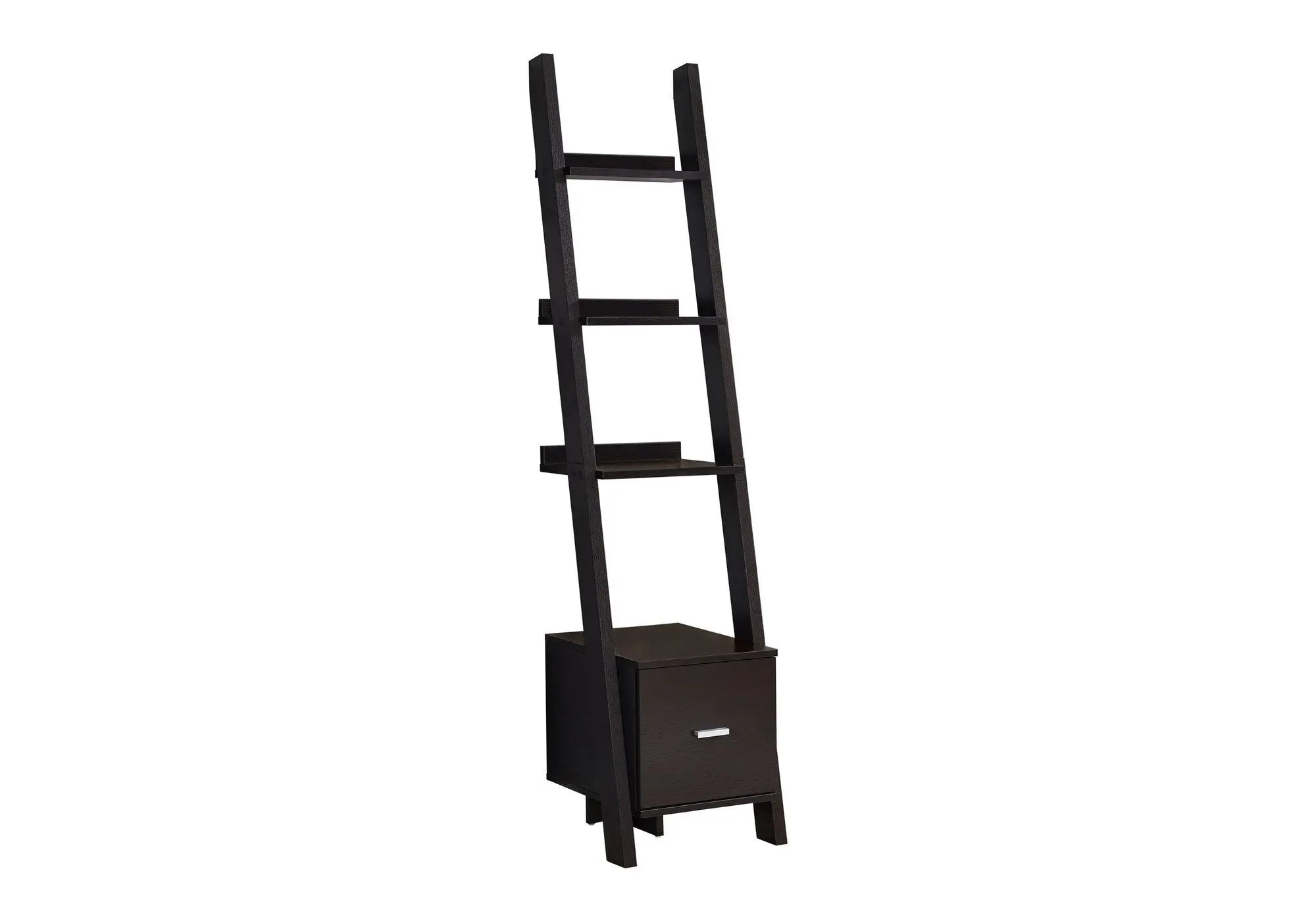 Brown Wood Four Tier Ladder Bookcase Homeroots Office