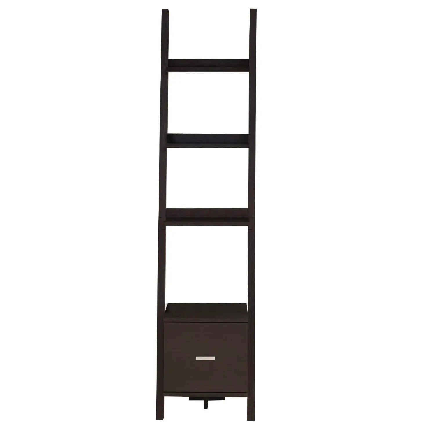 Brown Wood Four Tier Ladder Bookcase Homeroots Office