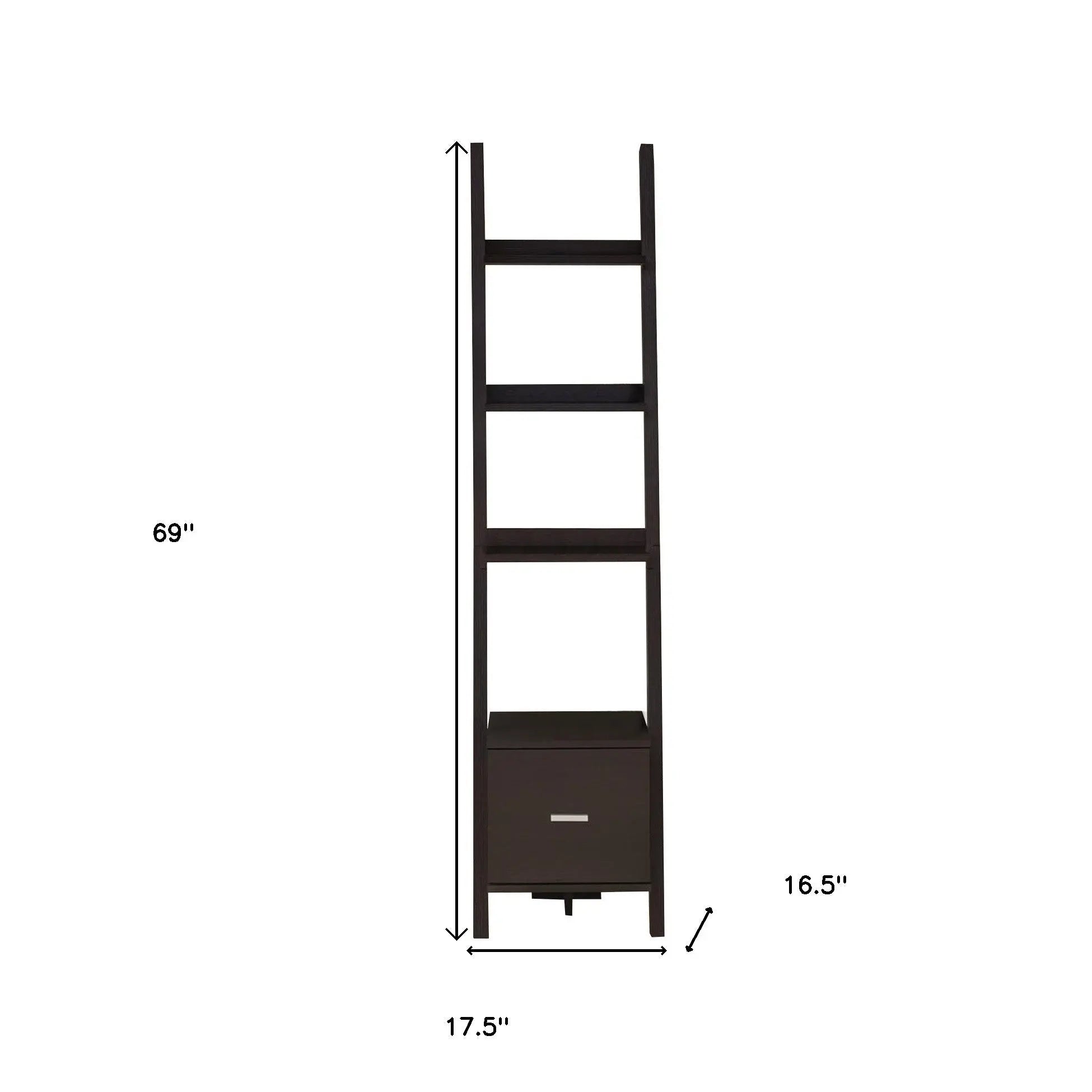 Brown Wood Four Tier Ladder Bookcase Homeroots Office