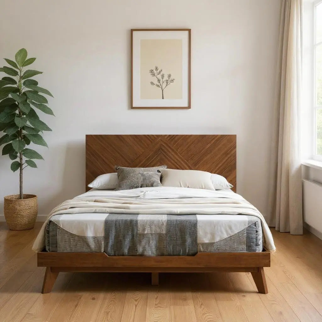 Brown Wood Queen Bed Frame Homeroots Bed & Bath