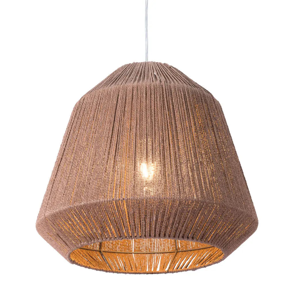 Brown Woven Paper String Hanging Pendent Lamp - GreatEagleInc