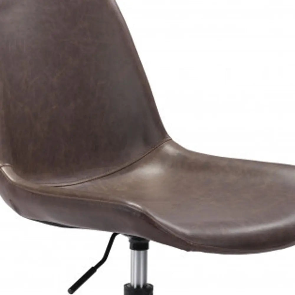 Brown and Black Adjustable Swivel Faux Leather Rolling Office Chair Homeroots Office