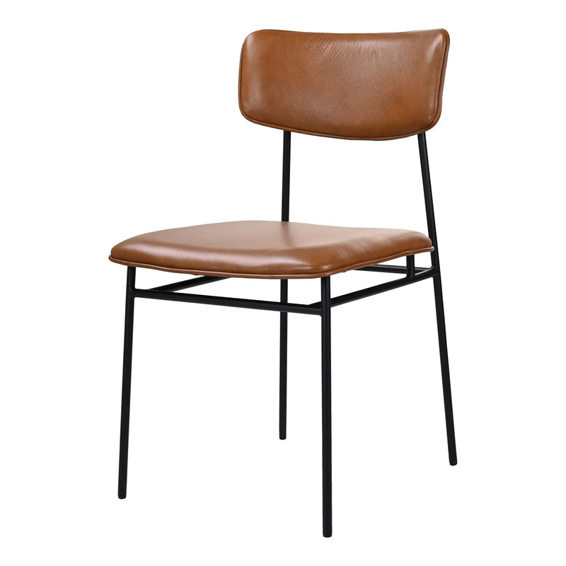 Brown and Black Leather Open Back Dining Side Chair Homeroots Kitchen & Dining