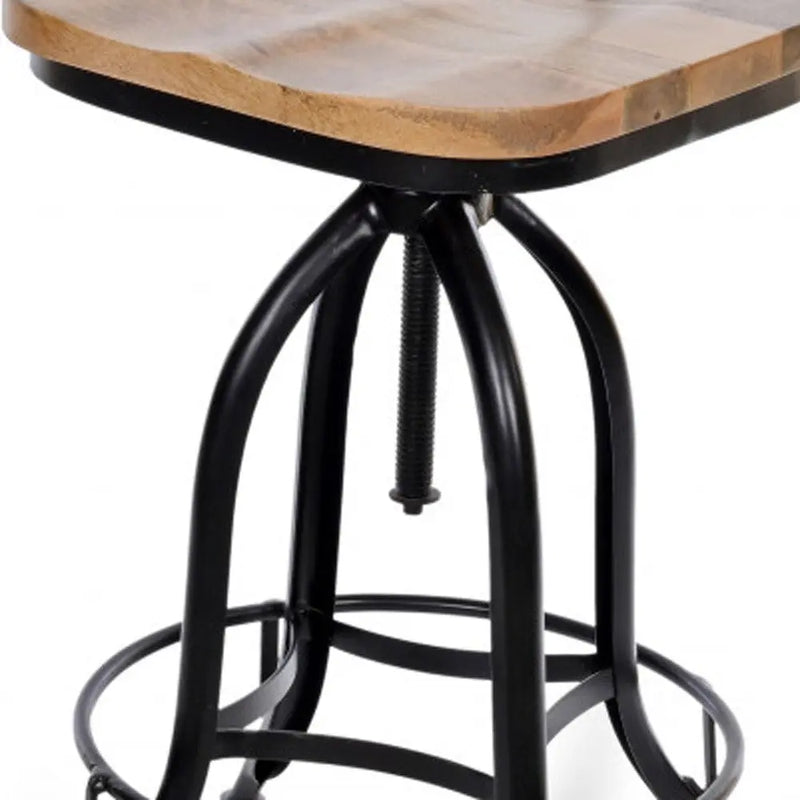Brown and Black Solid Wood and Steel Counter Height Swivel Bar Chair Homeroots Living Room