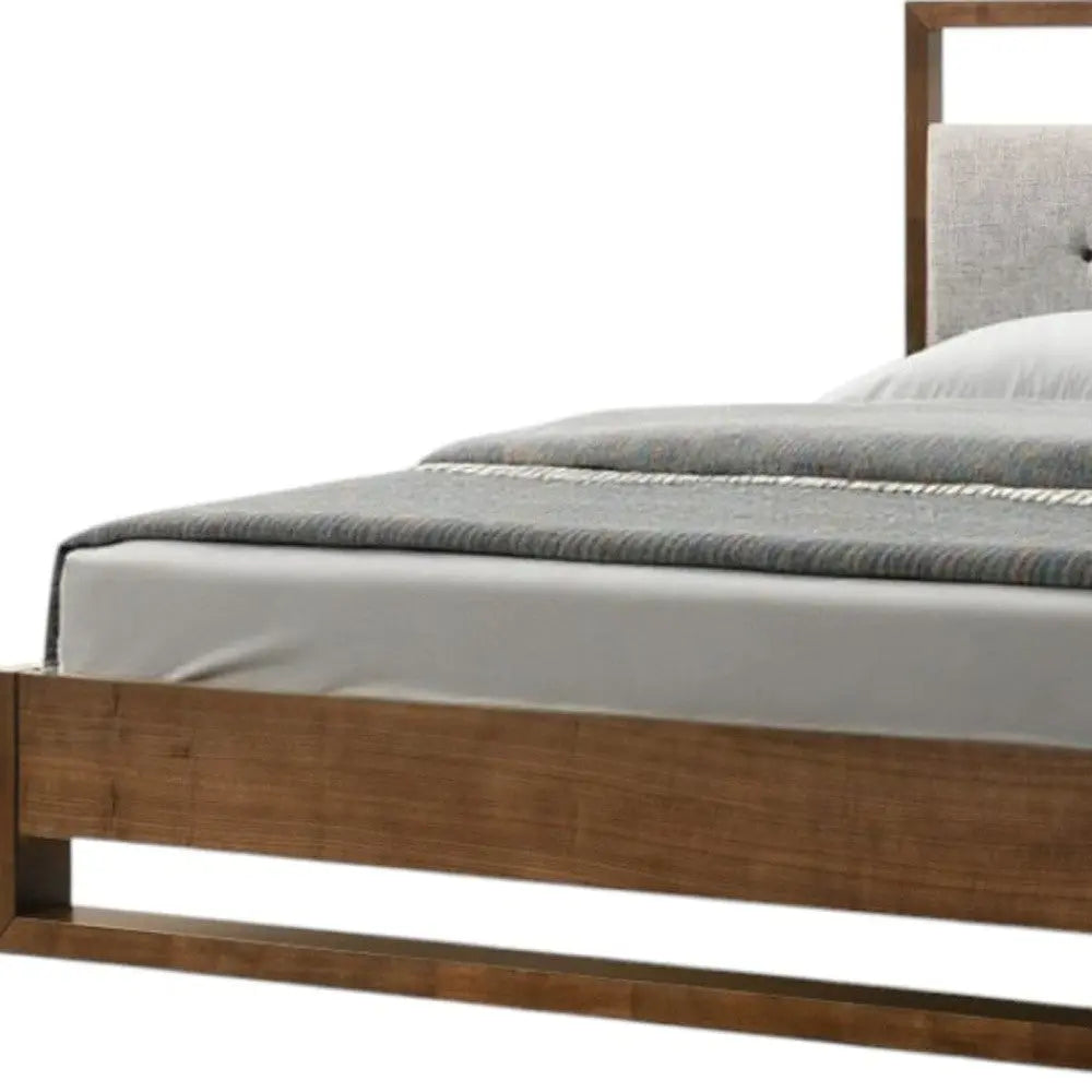 Brown and Gray Wood Tufted Upholstered Queen Bed Frame Homeroots Bed & Bath