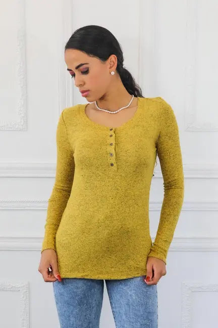 Brushed Out Two Tone Long Sleeves Top SurelyMine